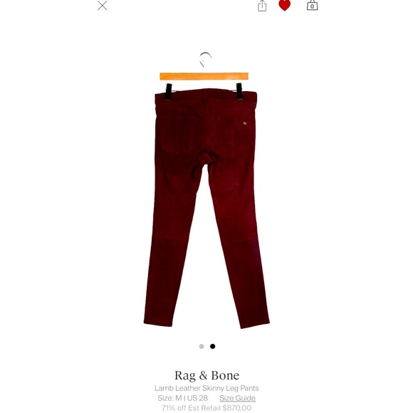 Rag Bone Lamb Leather Skinny Jeans size